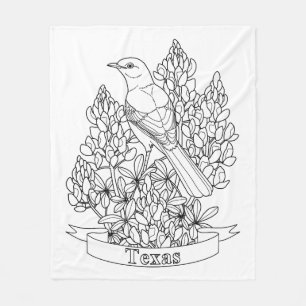 Texas State Bird & Flower Colouring Page Fleece Blanket