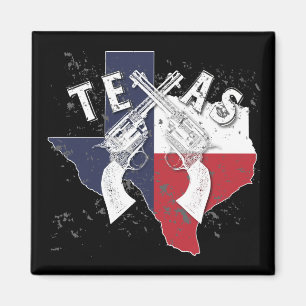 Texas State Crossed Pistols Souvenir Distressed Magnet
