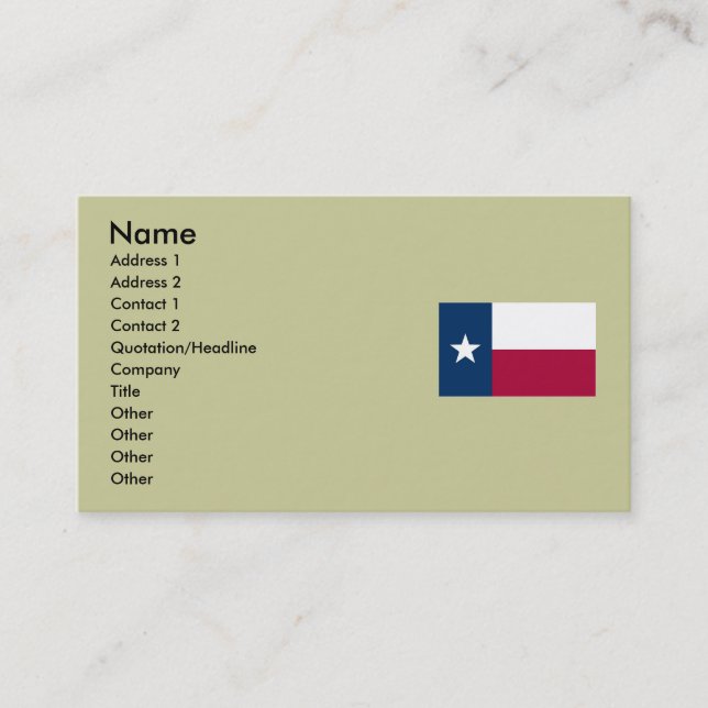 Texas State Flag Business Card (Front)