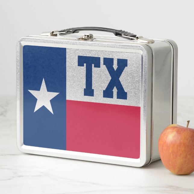 Texas state flag custom monogram metal lunchbox (In Situ)