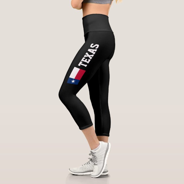 Texas state flag high waist cropped Capri leggings (Left)