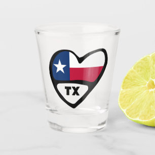 Texas State Flag In Heart, TX Shot Glass