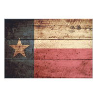 Texas State Flag on Old Wood Grain