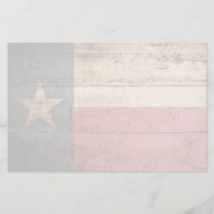 Texas State Flag on Old Wood Grain Stationery
