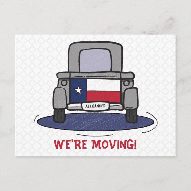 Texas State Flag Truck Moving Announcement Postcard (Front)