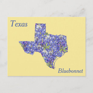 Texas State Flower Collage Map Postcard