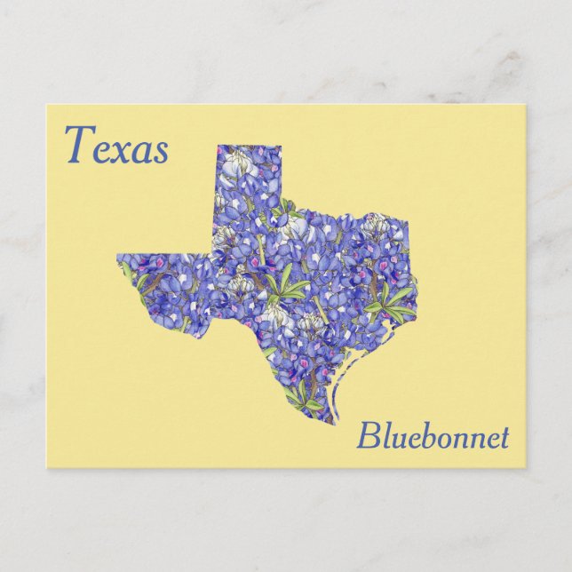 Texas State Flower Collage Map Postcard (Front)
