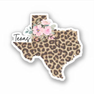 Texas State Leopard Print With Flowers