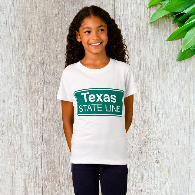 Texas State Line Classic Green Highway Sign T-Shirt (Creator Uploaded)