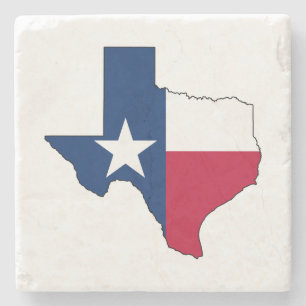 Texas State Map and Flag Lone Star State Texan Stone Coaster