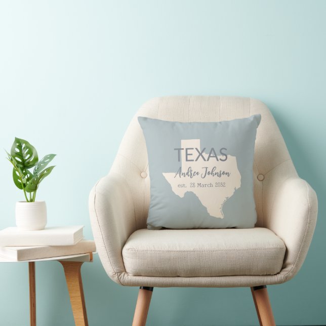 Texas State Map Custom Name and Date Cushion (Chair)
