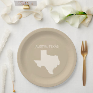 Texas State Map Home Decor  Paper Plate