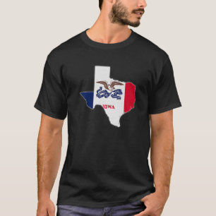 TEXAS STATE MAP IOWA IA Flag Roots Men Women Gift T-Shirt