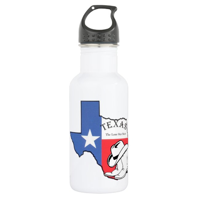 Texas State Map with Star, Boots, Hat 532 Ml Water Bottle (Front)
