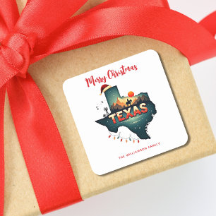 Texas State Merry Christmas Custom Holiday  Square Sticker