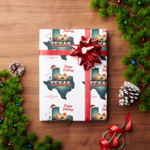 Texas State Merry Christmas Y'all Custom Text Year Wrapping Paper
