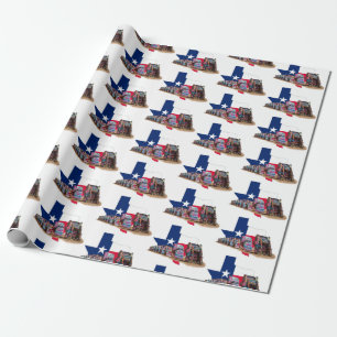 Texas State Outline, Colours & Cadillac Ranch Wrap Wrapping Paper