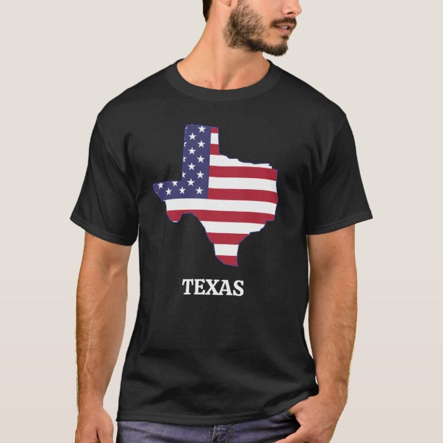 TEXAS State Red White Blue USA Flag T-Shirt (Front)