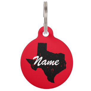 Texas state silhouette pet tag for large dog & cat