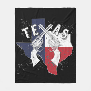 Texas State Souvenir Crossed Six Shooter Pistols Fleece Blanket