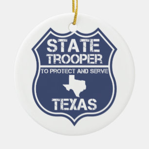 Texas State Trooper To Protect And Serve Ceramic Tree Decoration
