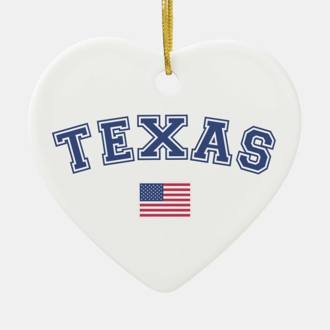 Texas State USA Flag Ceramic Tree Decoration (Front)