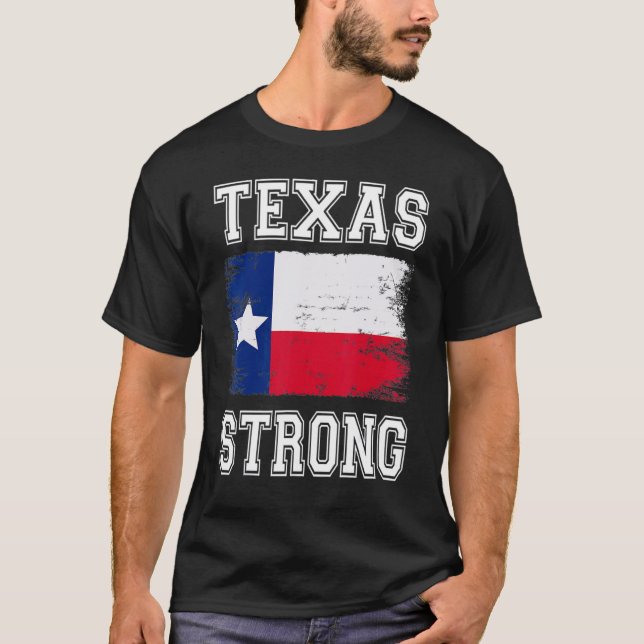Texas Strong Pray For Texas Flag Map T-Shirt (Front)