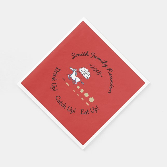 Texas Style BBQ Family Reunion Cute Horse Napkin (Corner)