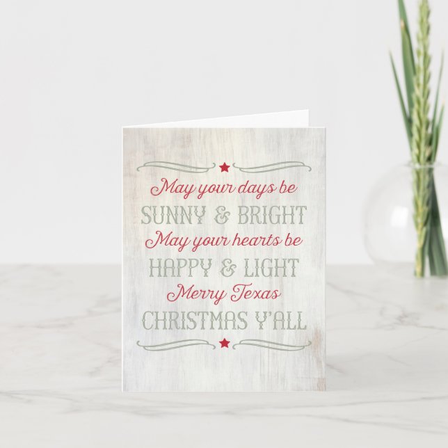 Texas Sunny & Bright Christmas Holiday Card (Front)