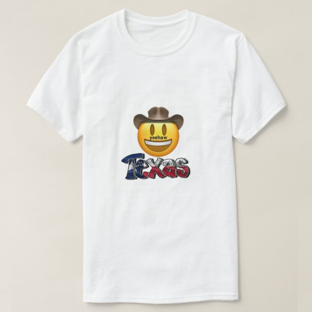 Texas t shirt white emoji cowboy (Design Front)