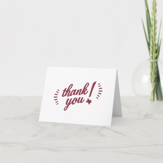 Texas Thank You note card, maroon Card (Front)