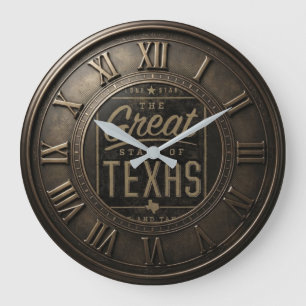Texas The Great State Of Texas Bronze Large Clock