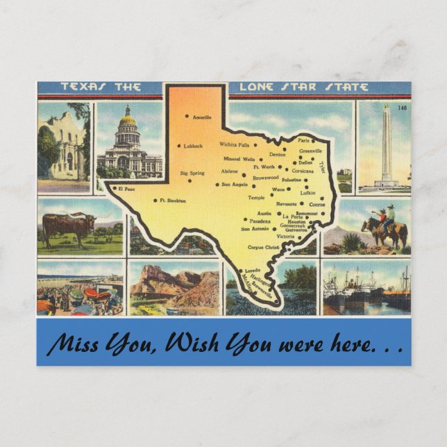Texas, The Lone Star State Postcard (Front)