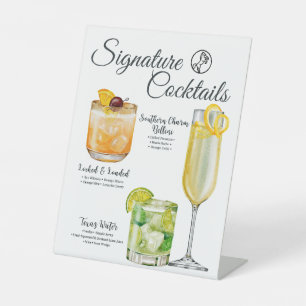 Texas Themed Signature Drinks Menu Pedestal Sign