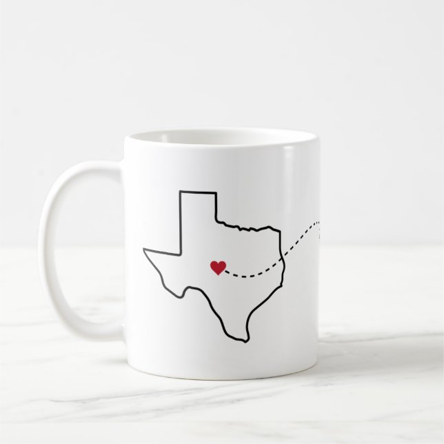 Texas to Ohio - Heart2Heart Coffee Mug (Left)