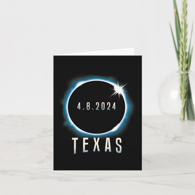 Texas Total Solar Eclipse 2024 Blue April 8 Men Wo Card (Front)