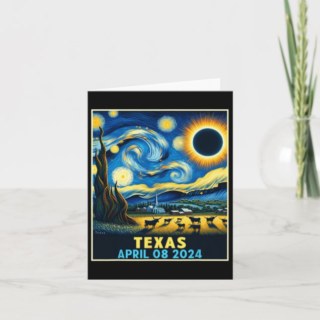 Texas Total Solar Eclipse 2024 Starry Night  Card (Front)