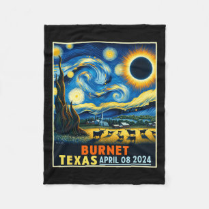 Texas Total Solar Eclipse 2024 Starry Night  Fleece Blanket