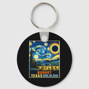 Texas Total Solar Eclipse 2024 Starry Night Key Ring