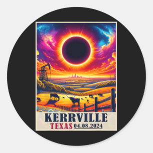 Texas Total Solar Eclipse 2024 Totatily Vintage Classic Round Sticker