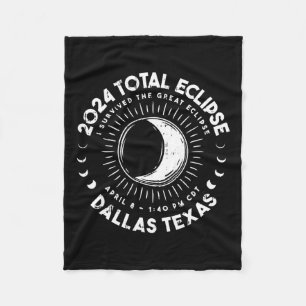 Texas Total Solar Eclipse April 8 2024 Totality  Fleece Blanket
