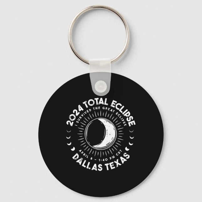 Texas Total Solar Eclipse April 8 2024 Totality  Key Ring (Front)