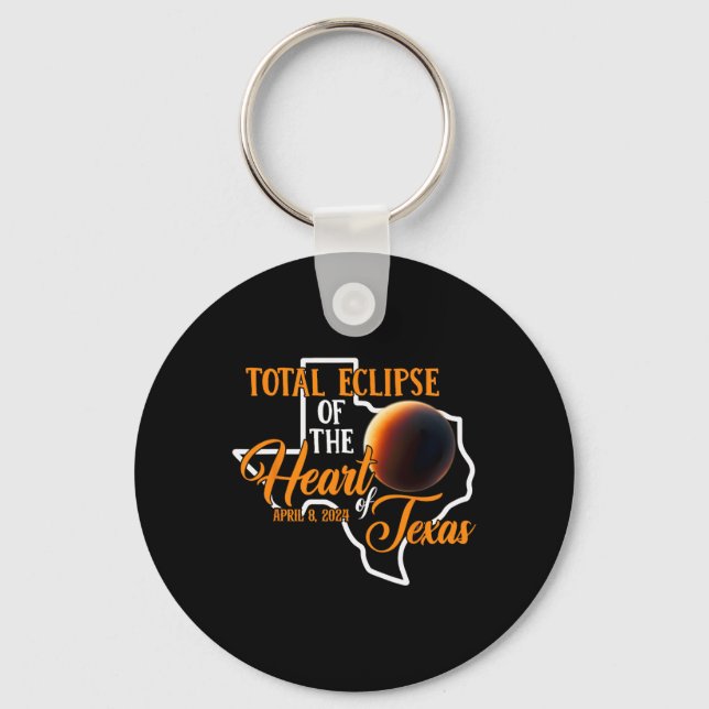 Texas Total Solar Eclipse April 8 2024 Usa Map Tot Key Ring (Front)