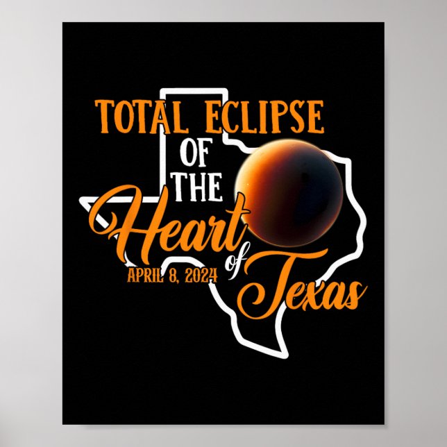 Texas Total Solar Eclipse April 8 2024 Usa Map Tot Poster (Front)