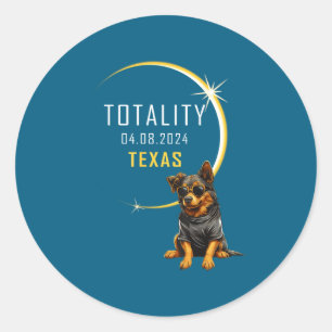Texas Total Solar Eclipse Dog Classic Round Sticker
