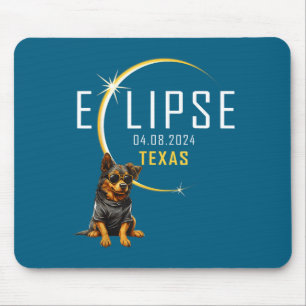 Texas Total Solar Eclipse Dog Illustration Mouse Pad