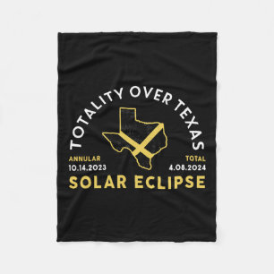 Texas Totality Annular Total Solar Eclipse 2024 Fleece Blanket