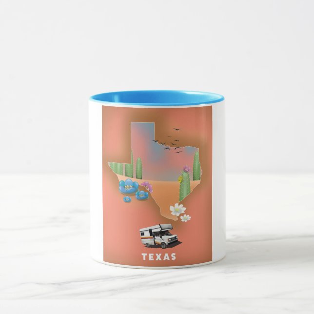Texas travel poster mug (Center)