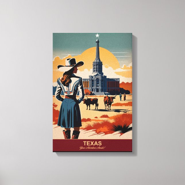 Texas Travel: Your Adventure Awaits Canvas Print (Front)