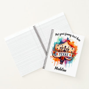 Texas tribute with Alamo and longhorn Notebook